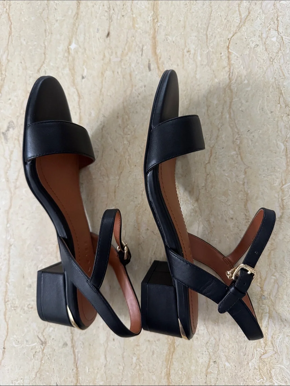 New Coach Black Leather Slingback Sandals.